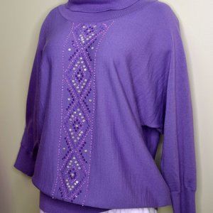 Plum Jeweled Turtle neck